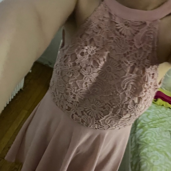 Zip Back Guipure Lace Halter Fit & Flare Dress - Picture 2 of 11